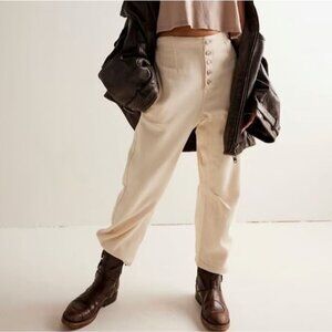 Free People Osaka Relaxed Barrel Jeans Womens Size 26 Low Slung Latte Cream Boho